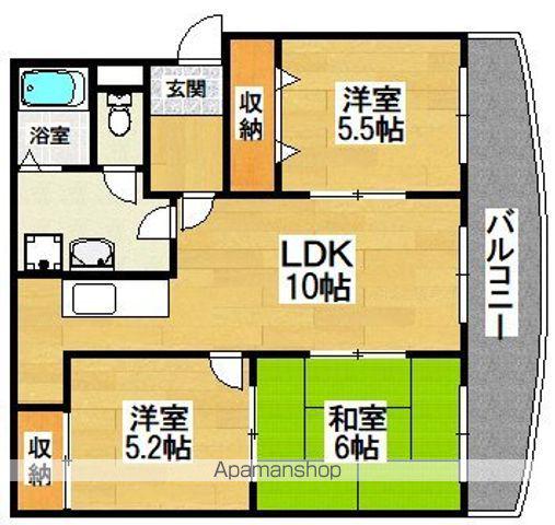 ツイン西尾B(3LDK/3階)の間取り写真