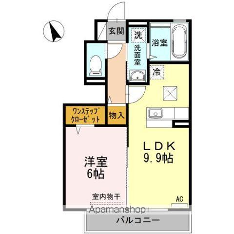ベイブランシェ C棟(1LDK/1階)の間取り写真