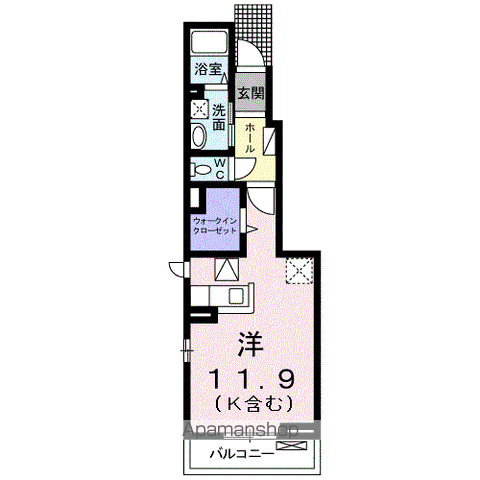 クレシェンテ周南B(ワンルーム/1階)の間取り写真
