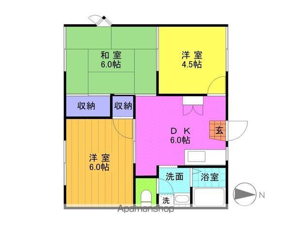 郷家ハイツB(3DK/1階)の間取り写真