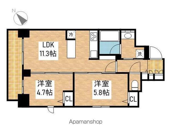 S-RESIDENCE葵Ⅱ(2LDK/5階)の間取り写真