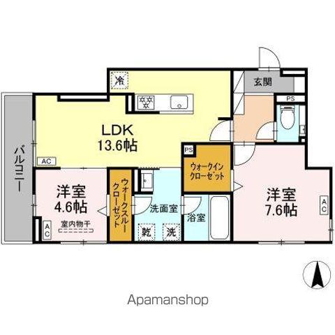 セレスティア草薙町(2LDK/3階)の間取り写真