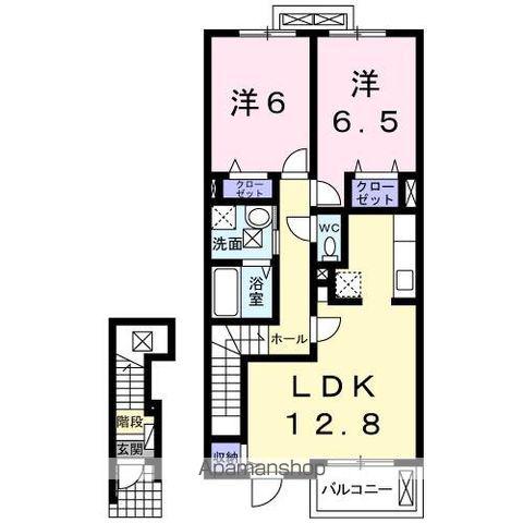 プリートアルバⅠ(2LDK/2階)の間取り写真