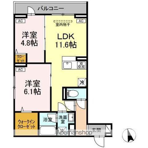 セレスティア羽沢B棟(2LDK/3階)の間取り写真