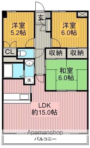 アルカディアⅢ(3LDK/3階)の間取り写真