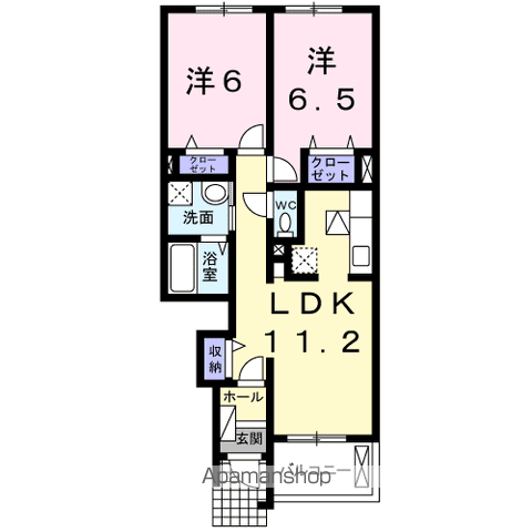 アズールコート(2LDK/1階)の間取り写真