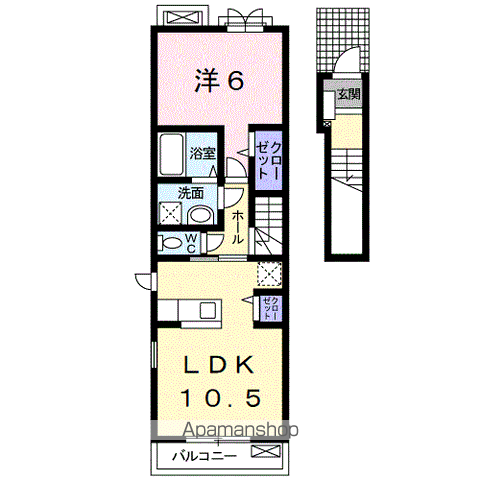 ブリランテ(1LDK/2階)の間取り写真