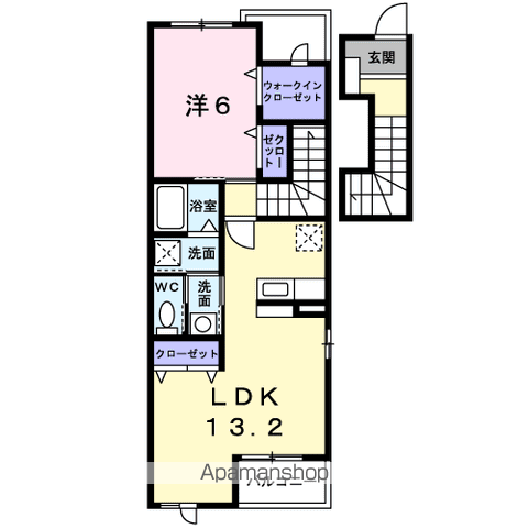 アランチェート(1LDK/2階)の間取り写真