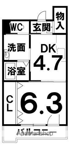 マンションふるさと館(1DK/2階)の間取り写真