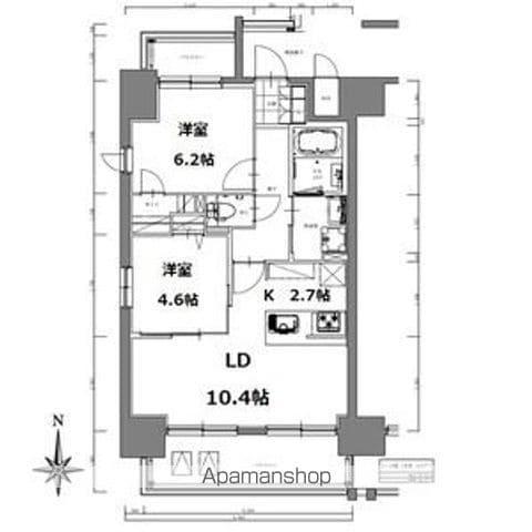SーRESIDENCE亀島駅前BLAZE(2LDK/5階)の間取り写真