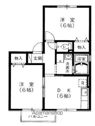 レザン松岡 C(2DK/2階)の間取り写真