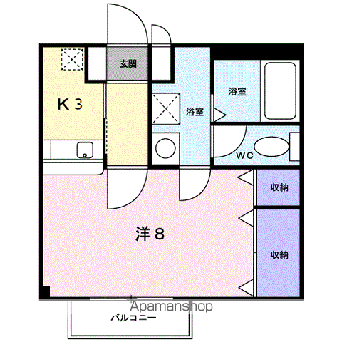 アヴェニュー・馬越(1K/1階)の間取り写真