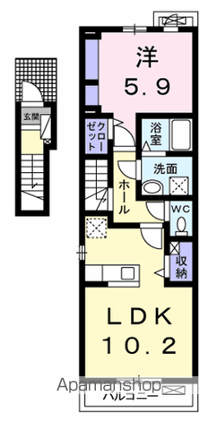 アンダンテⅡ(1LDK/2階)の間取り写真