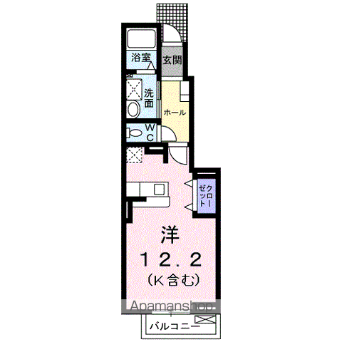 ルーエン・オルト・妙貫 Ⅲ(ワンルーム/1階)の間取り写真