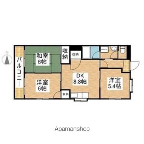 レヂデンス徳田(3DK/4階)の間取り写真