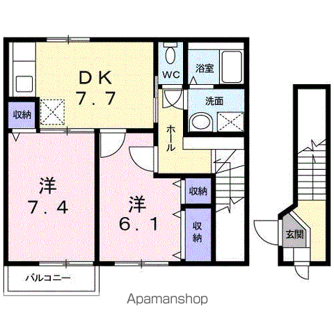 アンディーン(2DK/2階)の間取り写真