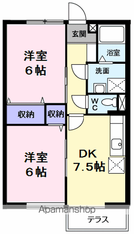 ニューエルディム中芝(2DK/1階)の間取り写真