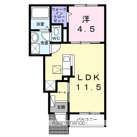 グラン・フォンテーヌ(1LDK/1階)の間取り写真