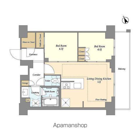 オアーゼ日暮里レジデンス(2LDK/12階)の間取り写真