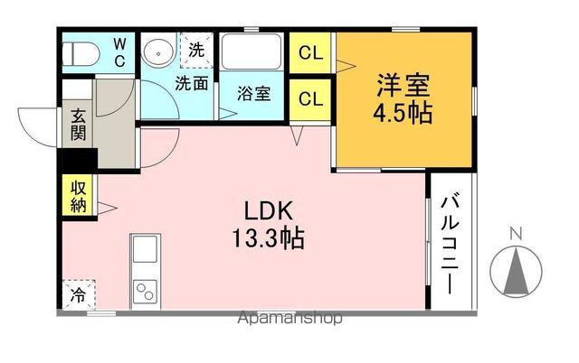 AZUR美園(1LDK/3階)の間取り写真