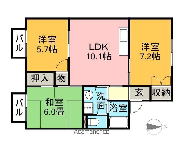 サティスフェール(3LDK/2階)の間取り写真
