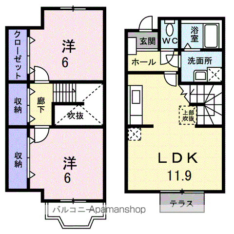 サンシャイン三田 A(2LDK/1階)の間取り写真