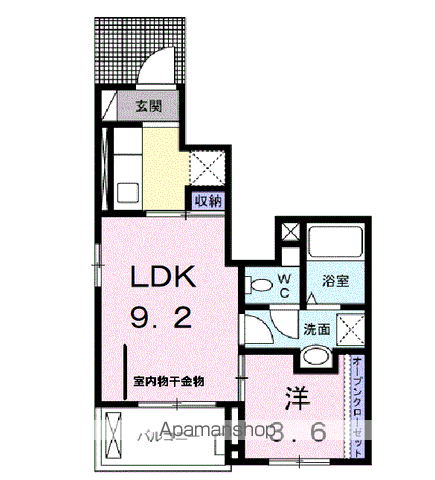 プリムローズ・政 Ⅰ(1LDK/1階)の間取り写真