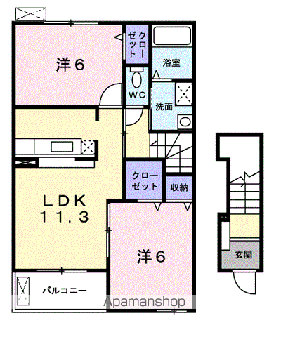 レスプランド-ル(2LDK/2階)の間取り写真