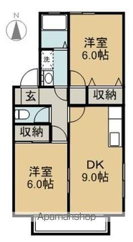 ハイライズ石川(2DK/2階)の間取り写真