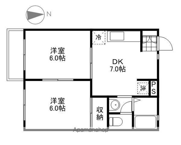 エトワール平野(2DK/1階)の間取り写真