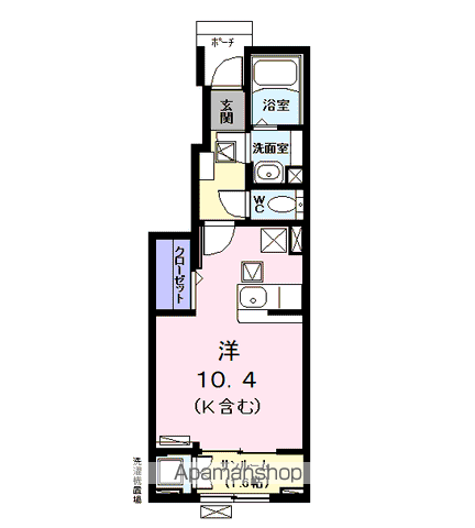 ボンヌ シャンス E(ワンルーム/1階)の間取り写真