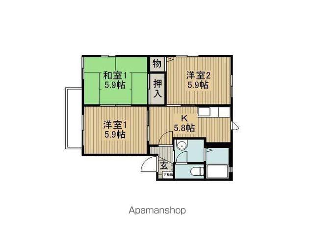 ブルーヒルAB棟(3K/2階)の間取り写真