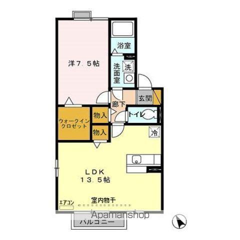 ピア A・C棟(1LDK/2階)の間取り写真