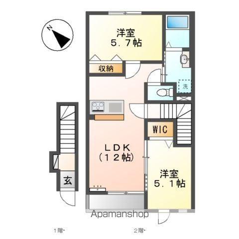 クオリア(2LDK/2階)の間取り写真
