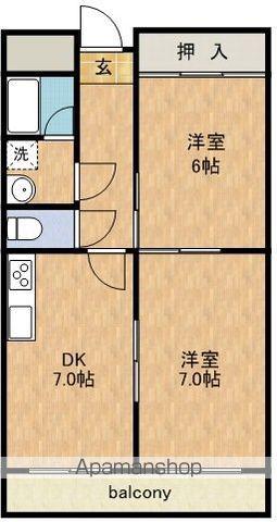 奈良線 黄檗駅(ＪＲ) 徒歩11分 5階建 築37年(2DK/2階)の間取り写真
