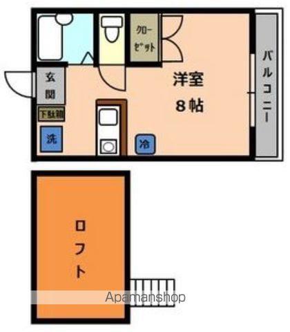 モンソレイユ日吉台(ワンルーム/2階)の間取り写真