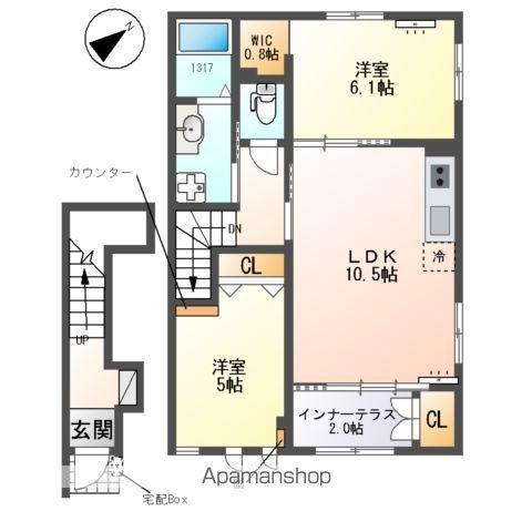 クレシア -CRECIA-(2LDK/2階)の間取り写真