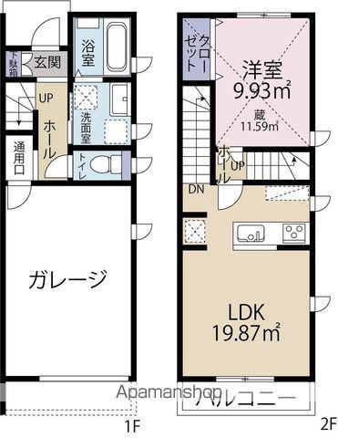 ヴィーブル上島（ガレージハウス）(1LDK)の間取り写真