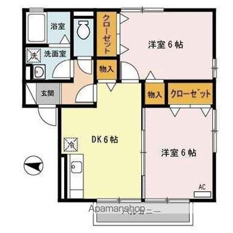 セジュール・リバーサイド(2DK/2階)の間取り写真