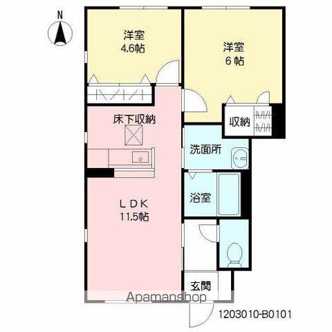 ヴィサージュ 2(2LDK/1階)の間取り写真