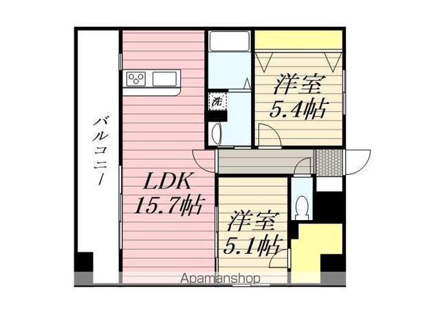 LIBTH下呉服(2LDK/8階)の間取り写真