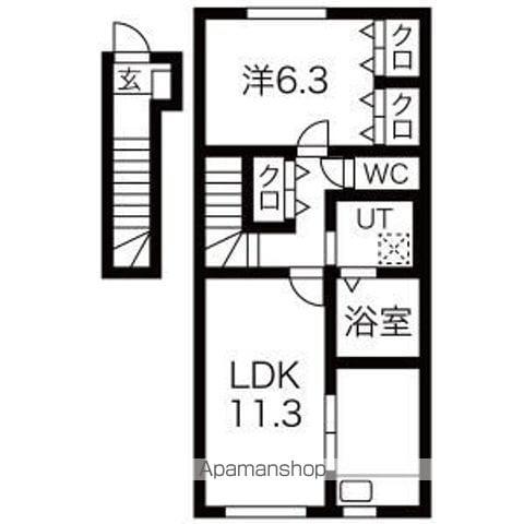M&T神町北II(1LDK/2階)の間取り写真