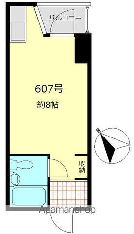 赤坂キャステール(ワンルーム/6階)の間取り写真