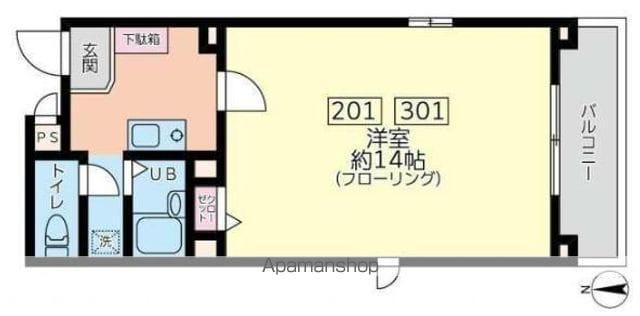 ラフィネ元町(1K/2階)の間取り写真