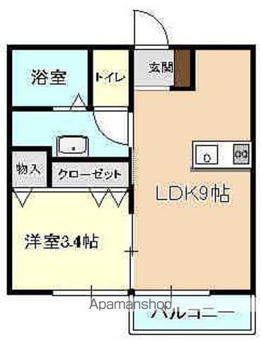 おおさきハイツ(1LDK/1階)の間取り写真