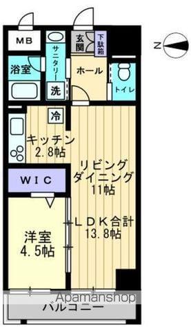 アルファレガロ中央町(1LDK/9階)の間取り写真