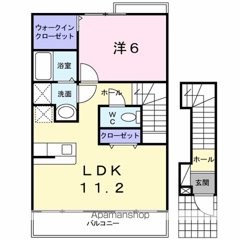 アヴニール Ⅱ(1LDK/2階)の間取り写真