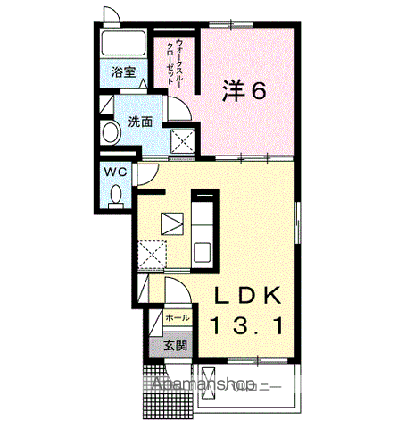 ベレット万願寺Ⅰ(1LDK/1階)の間取り写真