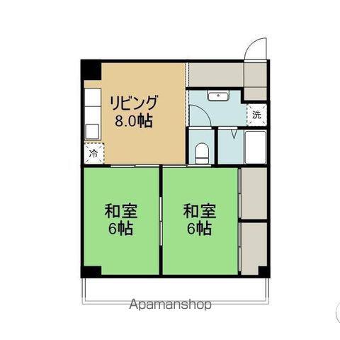 水城ビル(2DK/3階)の間取り写真