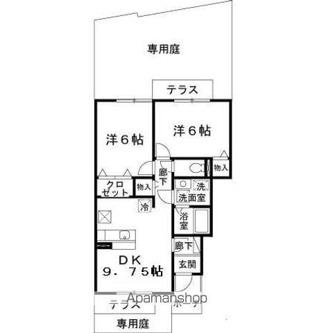 エリシオン日高D棟(2DK/1階)の間取り写真